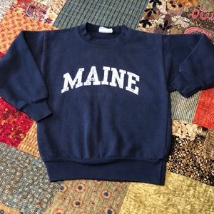 Distressed navy Maine sweatshirt